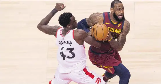  ?? TYLER ANDERSON ?? Cleveland Cavaliers superstar LeBron James has already put Pascal Siakam and the Toronto Raptors into a precarious 0-2 deficit in their Eastern Conference playoff series.
