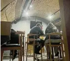  ?? ?? SA journalist­s in a cellar turned bomb shelter in Ukraine.