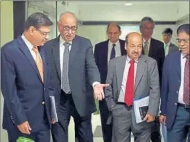  ?? PTI ?? RBI governor Urjit Patel along with deputy governors, in Mumbai on Wednesday