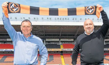  ?? Picture: SNS Group. ?? New United boss Micky Mellon, left, and club sporting director Tony Asghar.