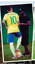  ??  ?? LIGHTS, CAMERA, ACTION: Andy Ansah puts Neymar and Ronaldo through their paces