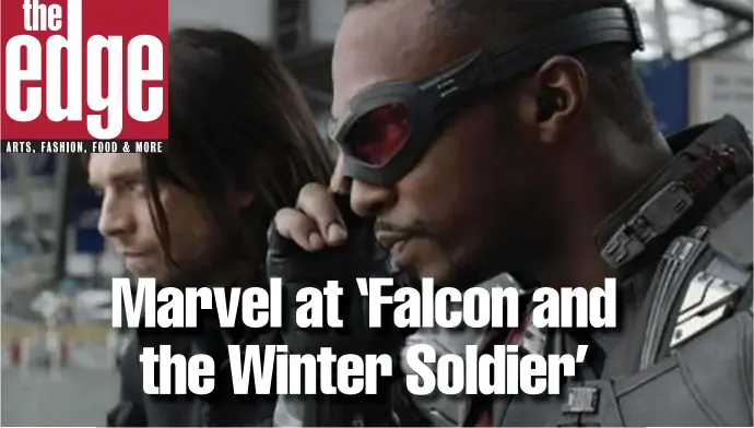  ?? MarVel ?? ‘OUR JOB WAS TO ... NOT MAKE A BAD SHOW’: Sebastian Stan and Anthony Mackie star in ‘The Falcon and the Winter Soldier’ on Disney+. Below, Mackie is seein in character as Falcon in 2014’s ‘Marvel’s Captain America: The Winter Soldier.’