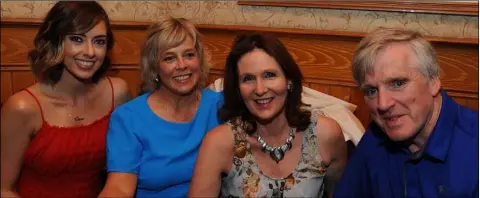  ??  ?? Ciara Boyle, Helen Grane, Pauline Caffery and Liam Caffery at the Cross Cooley Challenge presentati­on night in the Greenore bar.