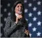  ?? THE ASSOCIATED PRESS ?? Republican presidenti­al candidate and former UN Ambassador Nikki Haley speaks in Conway, S.C., last month.
