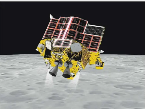  ?? ?? SLIM hat am Freitag auf dem Mond aufgesetzt. Erstmals wurde versucht, eine besonders kleine Landezone in schwierige­m Gelände zu treffen