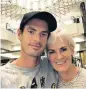  ??  ?? Pain game: Andy Murray with his mother, Judy, on Instagram (left) in Melbourne ahead of the Australian Open, and in discomfort during his practice match against Novak Djokovic (right)