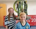  ?? ?? Two young FGR supporters with the League Two trophy