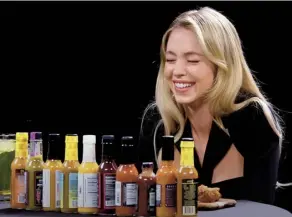  ?? ?? Chicken-based interview shows attract A-list celebritie­s – including Sydney Sweeney, left – as well as millions of viewers