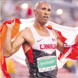  ?? GEOFF ROBINS/AFP/GETTY IMAGES/FILES ?? Damian Warner of Canada is ranked second in the world in the decathlon and may not have to compete with thirdranke­d Russian Ilya Shkurenyov in the medal hunt at the Rio Olympics.