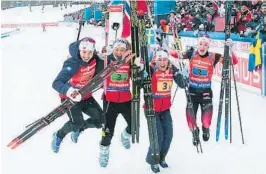  ?? FOTO: NTB SCANPIX ?? JUBEL: Marte Olsbu Røiseland har hatt en superhelg i Oberhof.