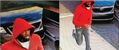  ?? SURVEILLAN­CE IMAGE ?? Police released these images of the man wanted for questionin­g in connection with the fatal shooting in Haverford Saturday.