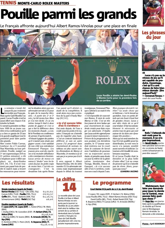  ??  ?? Lucas Pouille a atteint les demi-finales à Monte-Carlo pour la première fois de sa carrière.