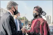  ?? ANDREW HARNIK — THE ASSOCIATED PRESS ?? Secretary of State Antony Blinken, accompanie­d by Senegalese Foreign Minister Aissata Tall Sall, departs following a news conference at the Ministry of Foreign Affairs in Dakar, Senegal, Saturday.