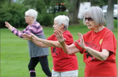  ?? Okanagan Weekend file photo ?? A group of seniors practises tai chi at Kelowna’s Mission Creek Regional Park in this 2016 file photo. A new report from the Central Okanagan Foundation says the valley needs to attract more young people to keep the economy moving.