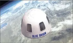  ?? BLUE ORIGIN — THE ASSOCIATED PRESS ?? An illustrati­on shows the Blue Origin capsule that will be used to take tourists into space.