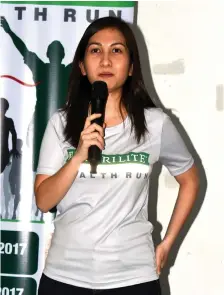  ?? SETH DELOS REYES ?? FIFTH NUTRILITE RUN. Amway Philippine­s product manager Mia Jamisola bares details of the fifth edition of the annual Nutrilite Health Run during a press conference held at Amway Distributi­on Center office, Tuesday evening.