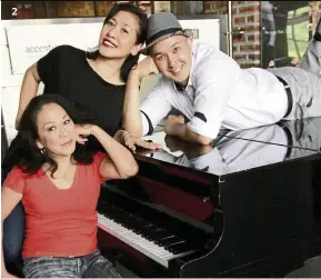  ??  ?? The Symphonic
Swing concert hotshots ( from left) Junji delfino, Ida Mariana and Peter Ong have a total of seven nomination­s between them. — Filepic