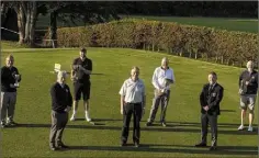  ??  ?? The winners in this year’s IJM Scratch Matchplay Series at Dundalk Golf Club. Back row (from left): Hugh Reilly (Minor), John Paul Casey (Intermedia­te), Clem Walshe (Senior), Eddie Rocks (Junior). Front Row (from left): Vincent Conlon, President; Peter McCaughey, IJM; Trevor Giff, Captain.