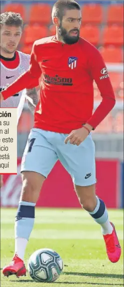  ??  ?? Carrasco, en el entrenamie­nto del Atlético.