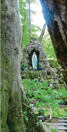  ?? Foto: Hans Bosch ?? Blick auf die Lourdesgro­tte nahe des Krumbads. Sie ist bei unserer Wanderung zwi schen dem Krumbad und Ursberg ein weiterer Höhepunkt.