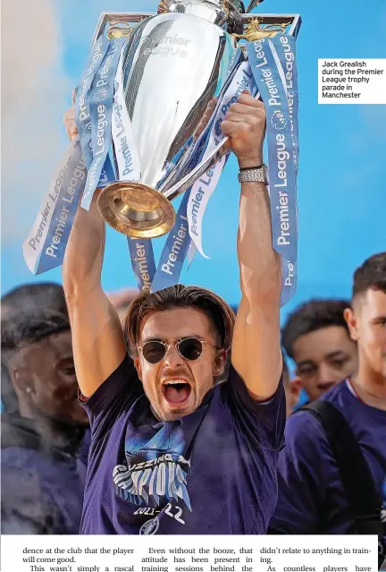  ?? ?? Jack Grealish during the Premier League trophy parade in Manchester