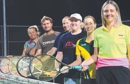  ?? ?? Home Hill tennis players (from left) Sheryn Woods, Dallan Garvey, Michael Parravicin­i, Patrea Bojack, Sophie Rickards and Sahra Prescott. Picture: Satria Dyer-darmawan