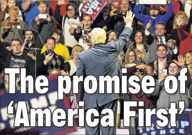  ??  ?? VICTORY LAP: Donald Trump greets a cheering crowd in Cincinnati during a stop on his “thank you” tour.