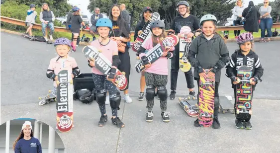  ??  ?? Free skateboard­ing sessions in Ka¯ piti are proving popular with young girls.