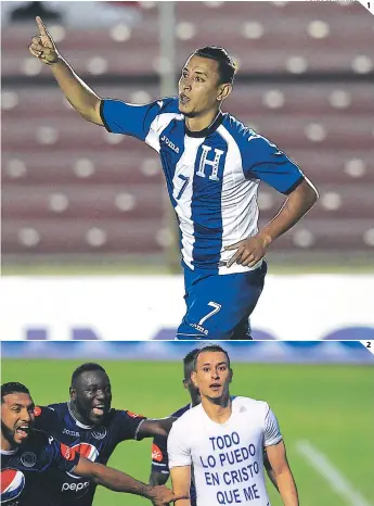  ?? FOTOS: EL HERALDO ?? (1) Erick Andino está anotando goles con la Selección y salió campeón en la Uncaf. (2) El goleador de Motagua ya ha hecho 20 goles con la camisa de los Azules.