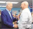  ?? ASSOCIATED PRESS ?? President Joe Biden greets supporters after speaking at the Washoe Democratic Party Office in Reno, Nev., on Tuesday.