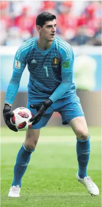  ?? PHOTO: GETTY IMAGES ?? Belgium goalkeeper Thibaut Courtois (left) releases the ball during his team’s Fifa World Cup thirdfourt­h playoff match against England at St Petersburg Stadium in Russia last month.