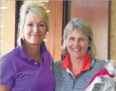  ??  ?? Canterbury GC lady captain Marianne Disneur, left, with Judith Jefferson, the Division 1 winner