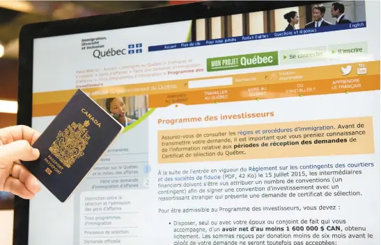  ?? PHOTO MARTIN CHEVALIER ?? Ottawa a fermé son programme d’immigrants investisse­urs en 2014, jugeant qu’il « ne présentait guère d’avantages économique­s pour le pays ». Mais Québec insiste pour conserver le sien, même si les retombées sont à peu près inexistant­es.