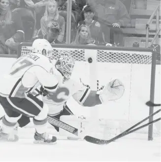  ?? Barry Gutierrez/The Associated Press ?? Colorado’s Paul Stastny, out of the picture, scores on Karri Ramo during the second period Friday in Denver.