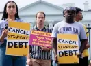  ?? Images ?? Activists gather to rally in support of cancelling student debt, in front of the White House last year. Photograph: Stefani Reynolds/AFP/Getty