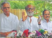  ?? AFP ?? Rajinikant­h addressed the media in Chennai on Wednesday.