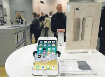  ?? Picture: Dougie Nicolson. ?? A new iPhone 8 on display in Stormfront, in the Overgate Centre in Dundee.