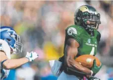  ??  ?? Wide receiver Michael Gallup became a consensus All-American at Colorado State in 2017.