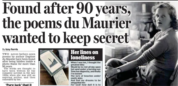  ??  ?? Author du Maurier: Poems ‘not what one would expect’ of her