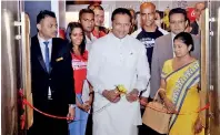  ??  ?? Sports Minister Dayasiri Jayasekara cutting the ribbon to inaugurate the exhibition