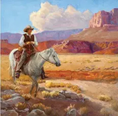  ??  ?? Top: National Ranching Heritage Center, Way Out West, oil on linen, 28 x 28”, by Rosie Sandifer.