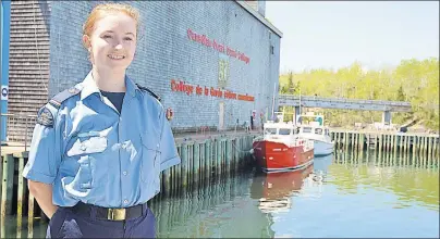  ?? GREG MCNEIL/CAPE BRETON POST ?? Ceilidh Rink stands on the docks at the Canadian Coast Guard College in Westmount. She’s from Ontario but as her name suggests, she has roots in Cape Breton.