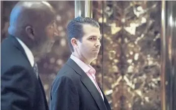  ?? JABIN BOTSFORD/WASHINGTON POST 2016 ?? Donald Trump Jr. said his meeting with a Russian lawyer was sold as an opportunit­y to get informatio­n on Hillary Clinton.