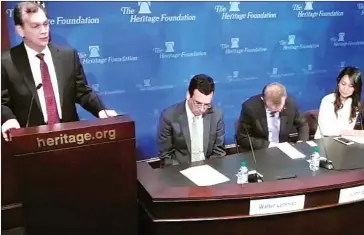  ?? SUPPLIED ?? Panelists condemn the political situation in Cambodia in a discussion hosted by the Heritage Foundation on Tuesday in Washington, DC.