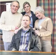  ??  ?? TV Family: Robert with Back co-stars, Clive Francis as Phil, Olivia Poulet as Alison and Penny Ryder as Wendy