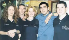  ??  ?? Staff at Winnie Murphy’s in Fermoy, who produced some very creative concoction­s at a cocktail and flare extravagan­za in February 2000, l-r: Deirdre Nagle, Anthony Kavanagh, Mary Enright, Chris Sharp (world champion cocktail maker) and Declan Tobin.