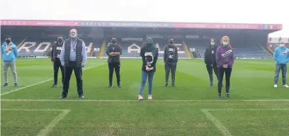  ??  ?? ●●Rochdale NCS participan­ts, with Rochdale AFC Chief Executive, David Bottomley