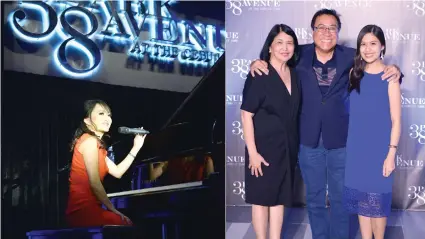  ??  ?? 38 PARK AVENUE SHOWROOM. Seamstress-songstress Kate Torralba in an affair dubbed “Kick Off the Monday Blues.” At right, the Cebu Landmaster­s team, executive vice president Marose Soberano, chief executive officer Jose Soberano III and marketing manager...