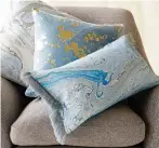  ??  ?? splash: Cushion, €35, Oliver Bonas and, right, print, €100, April and the Bear