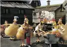  ??  ?? Babs, left, and the hens pamper Rocky. Photograph: Allstar/Aardman Animations/ Dreamworks